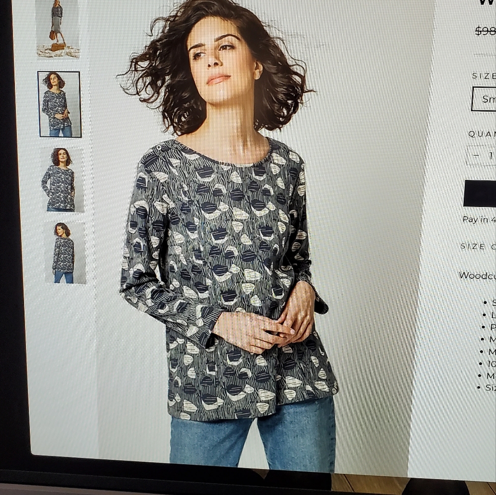 Komil Like New Woodcut Print Rib Top